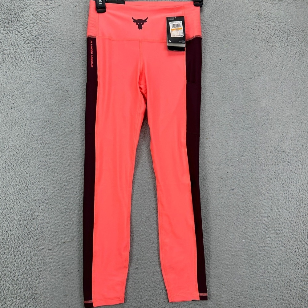 Under Armour Project Rock Womens Capri Legging Pants Small Pink Compression NEW